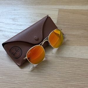 Ray-Ban Gold Frame Sunglasses with Orange Lenses